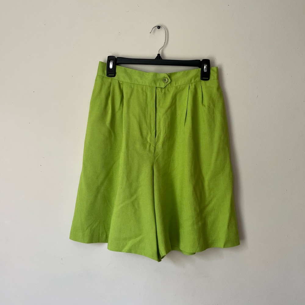 *SOLD* Vintage lime green long linen shorts